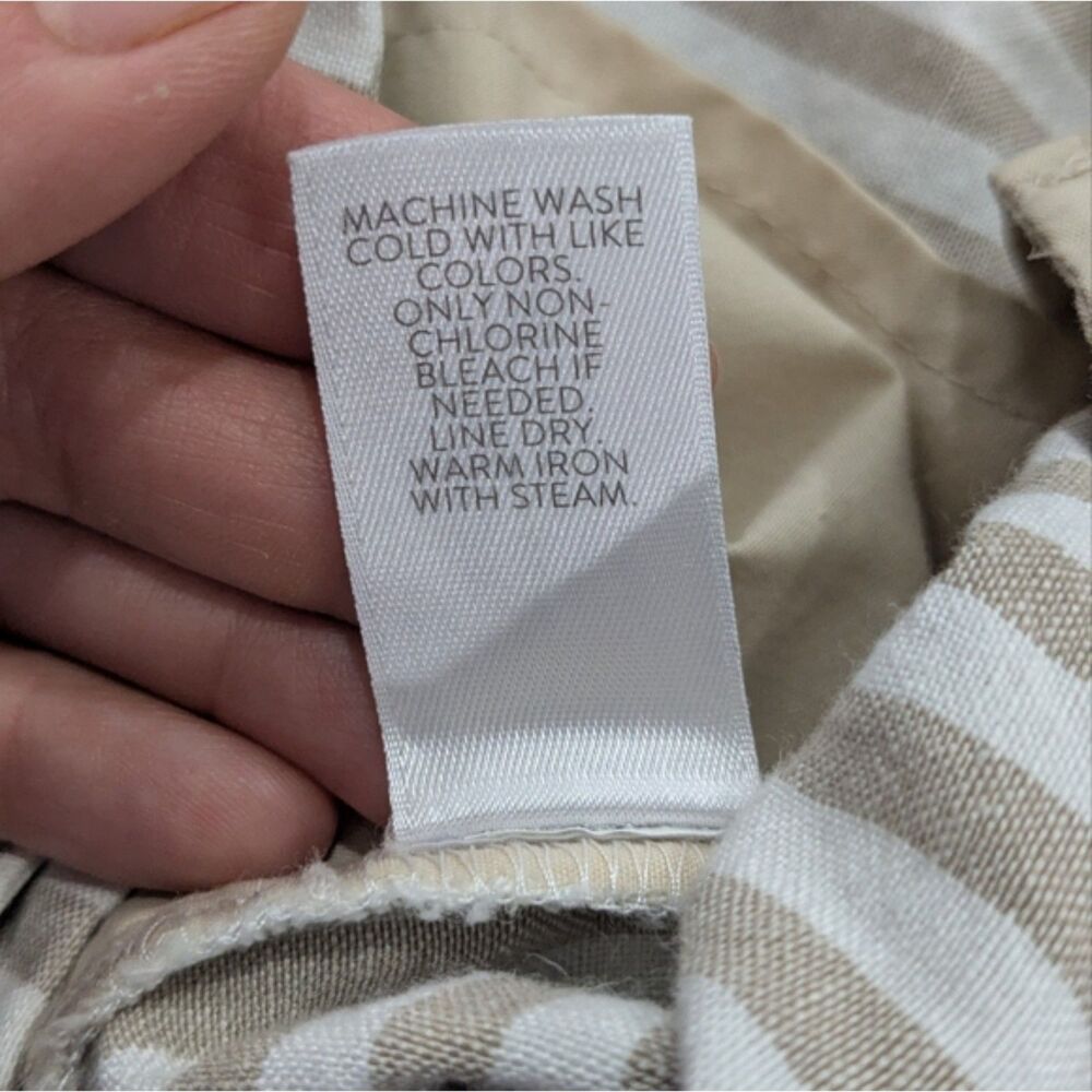 J.Jill Women Linen Blend Crop Capri Pants Size 16 Tan Striped High Rise Summer - Picture 10 of 11